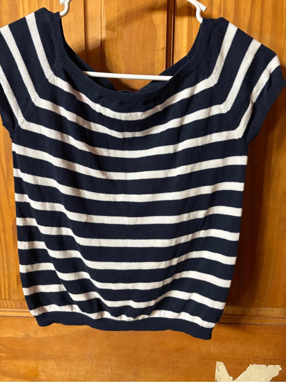 Brandy Melville Navy and White Striped Knit Tank